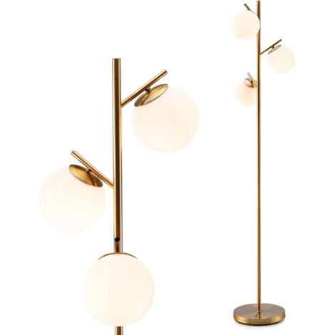 RELAX4LIFE Lampada A Piantana In Legno Con 3 Ripiani – Base E27 – Design Moderno Con Scaffali – Per Soggiorno E Camera Da Letto – Naturale - 4