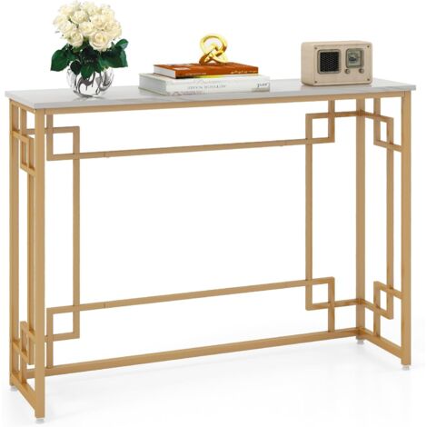 NORCEESAN - Tavolo consolle sottile in metallo, per corridoio, ingresso, moderno, piedini regolabili, colore marrone vintage e nero, design industriale, soggiorno, corridoio, 30Px80Lx80H