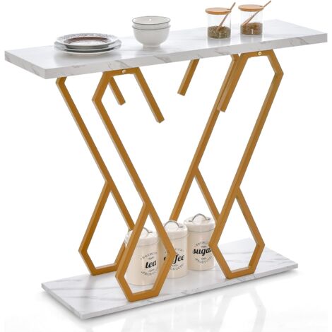 Tavolo Consolle Stretto Industrial, 76x24x75 Cm, Con 2 Barre Di Supporto, Per Ingresso, Soggiorno, Divano, Ferro E Truciolare