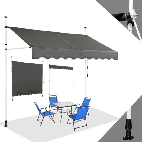 Tenda Da Sole D&L 56014 Per Balcone – Con Manovella, Bracci 120 Cm, Larghezza 250 Cm, Altezza Regolabile 230-300 Cm, Manuale
