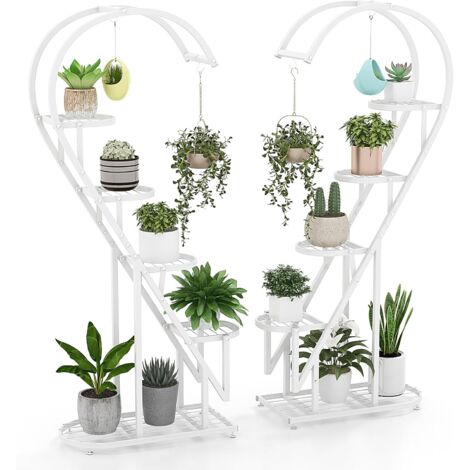 Supporto per piante in metallo a 6 livelli, supporto per piante a forma di mezzo cuore creativo per piante da interno multiplo, scaffale per piante nero 1503 Supporto per piante in metallo a 6 livelli, supporto per piante a forma di mezzo cuore creativo per piante da interno multiplo, scaffale per piante nero 1503