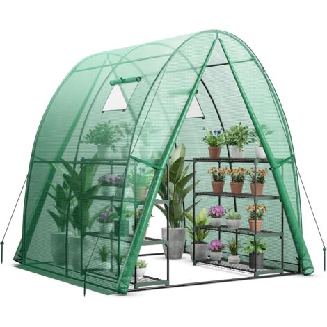 Garden Mile Serra Da Giardino A Tunnel 150x70x50 Cm Con 4 Ripiani - Copertura In Polietilene, Telaio In Acciaio, Protezione Piante Da Gelo E Intemperie