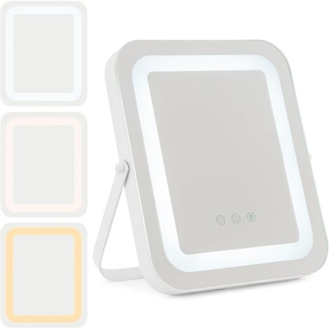 WISYOK Specchio Trucco LED Pieghevole Portatile – Touch Screen, 3 Colori Luce Regolabile, Ricaricabile USB-C (bianco)