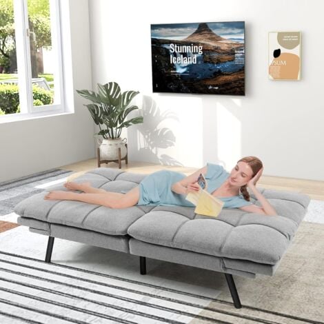 RELAX4LIFE Divano Futon Letto, Divano Convertibile con Schienale e