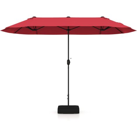 RELAX4LIFE Ombrellone da Giardino 3x3M con Luci a LED, Ombrellone da Balcone con Base a Croce e 2 Sacchi di Sabbia, Protezione Solare, per Giardino Terrazzo e Patio (Caffè-Luci+Base, 3x3m