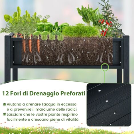 Fioriera Rialzata Con Gambe 86x45x73cm - Fori Drenaggio, Ripiano, HIPS Resistente - Foto 2
