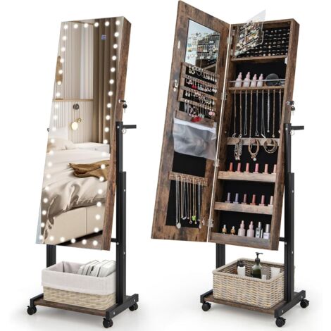 Portagioie Con Specchio A 2 Strati – Organizer Con Cassetto A Collegamento, Velluto, Ampio Spazio Per Anelli, Orecchini E Collane
