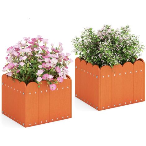 VR7 Set Di 2 Vasi Da Fiori In Plastica 33 Cm Con Fori Di Drenaggio - Design Moderno Coste, Per Piante Grandi Interno/Esterno, Antracite