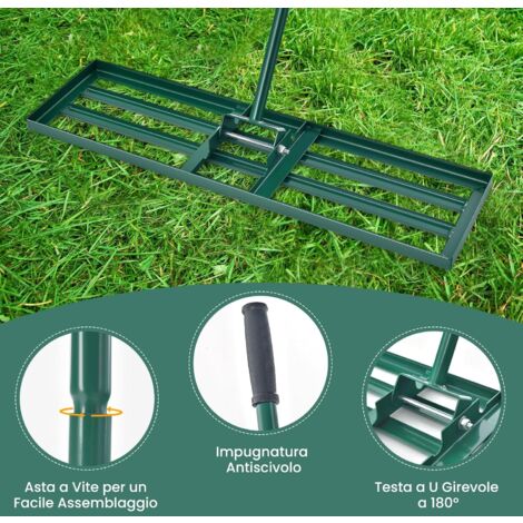 Rastrello Livellatore Per Prato - 50x25cm, Acciaio Inox, Manico Antiscivolo, Per Giardinaggio - Foto 9