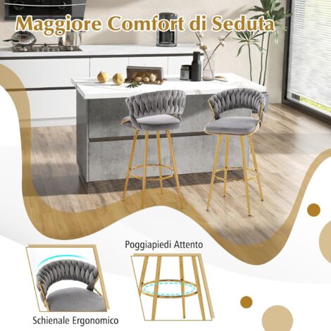 Set Tavolo Da Bar E 2 Sgabelli RELAX4LIFE - Rettangolare, Imbottito, Gambe In Metallo, Salvaspazio, Per Cucina E Soggiorno