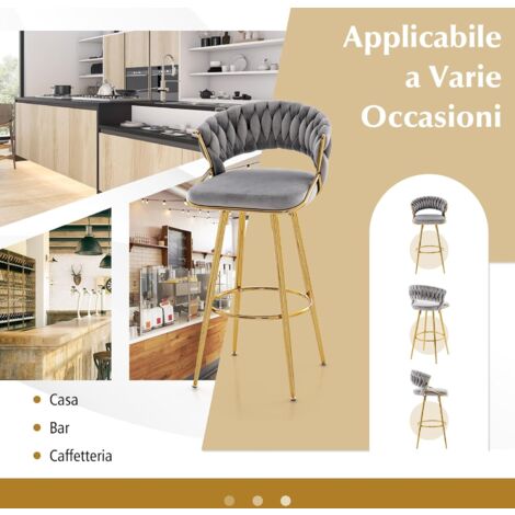 Sgabello da bar, coprisedia in morbido velluto elasticizzato per bancone sgabello, coprisedia rimovibile, per sala da pranzo, cucina, schienale corto