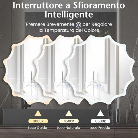 Specchio Da Doccia Anti-Appannamento Con Luce LED - 3 Colori Dimmerabili, Supporto Per Rasoio, Senza Foratura - Foto 7