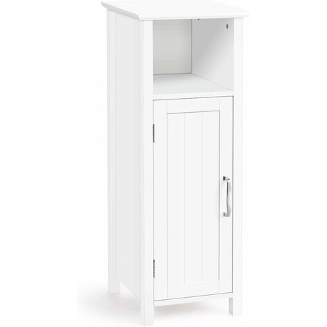 RELAX4LIFE Mobiletto Ad Angolo Con Anta E Ripiano Aperto – 30x30x80 Cm, Bianco, MDF, Per Bagno E Camera