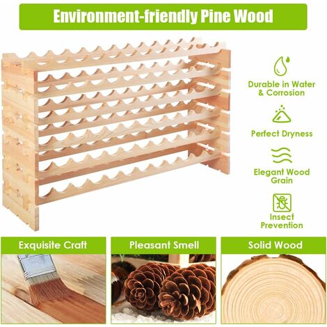 Scaffale Portabottiglie GIANTEX Fino A 40 Bottiglie – Legno Di Pino, 5 Ripiani, 102,5x24x33 Cm, Colore Naturale