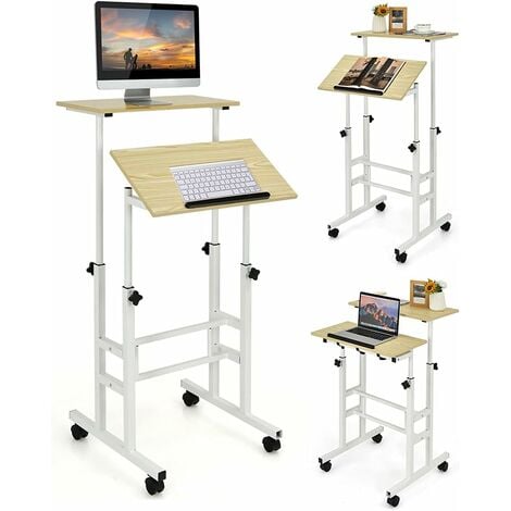 Relaxdays Supporto Pc Scrivania Regolabile, HxL: 72x59, Ripiano per  Tastiera, Inserto Standing Desk per Monitor, Nero