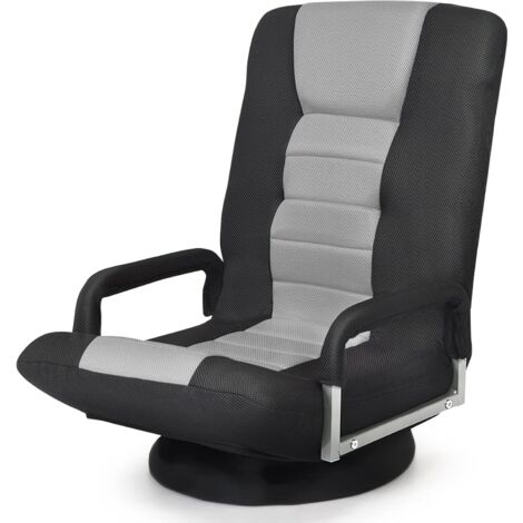 Sedia Da Pavimento Girevole Per Gaming – 6 Posizioni Regolabili, Supporto Lombare, Blu Con Striscia, Pieghevole E Lavabile (Portata 129 Kg) - 6