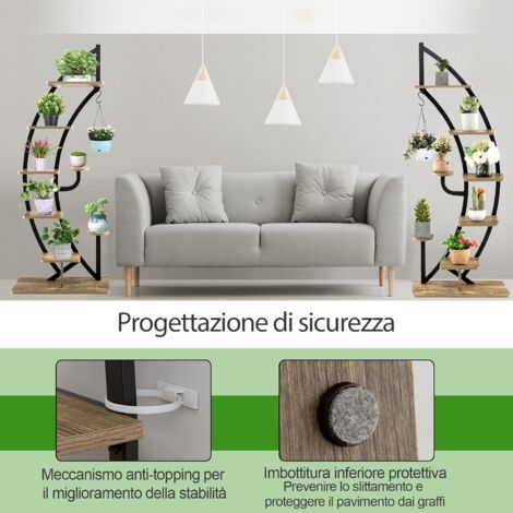 3 ripiani in legno per piante da giardino e piante, 2 pezzi