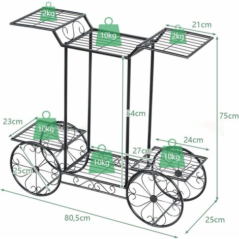 GYMAX Scaffale Porta Piante In Ferro – 8 Ripiani, 85x65x66 Cm, Nero, Per Interno/Esterno - 5