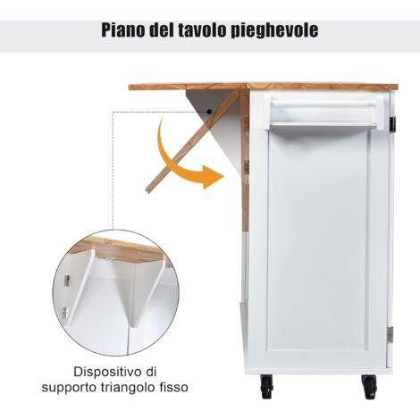 GIANTEX Carrello Portaoggetti a 4 Piani, con 4 Ruote (2 con Freno