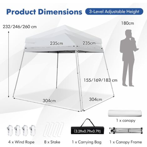 Gazebo Da Giardino 3x3m TOOLUCK - Impermeabile Con 4 Pareti, Bianco, Pieghevole - Foto 4