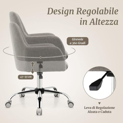 RELAX4LIFE Sedia da Ufficio con Braccioli, Sedia Girevole Regolabile in  Altezza con Schienale e Seduta Ergonomici