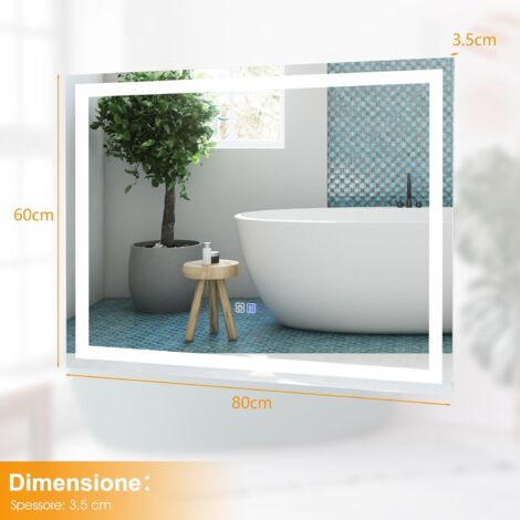 RELAX4LIFE Specchio da Bagno, Specchio da Parete con Cornice, Specchio