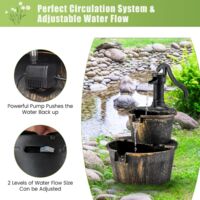 Fontana Da Giardino 2 Piani In Legno | Pompa Inclusa | Stile Rustico | Per Esterni | Effetto Relax - Foto 7