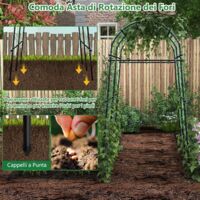 Traliccio Da Giardino Ad Arco 2,2m Per Piante Rampicanti | Tunnel Per Cetrioli, Fagioli E Rose | Struttura In Acciaio Rivestito Nero - 5