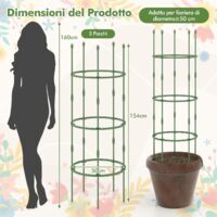 Obelisco Per Rampicanti Da 176cm Con Altezza Regolabile, Set 2 Supporti Per Piante Rampicanti In Metallo Nero