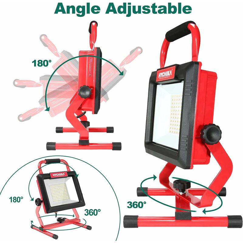 Set Di 2 Fari Da Cantiere LED 100W, 11000 Lumen - Treppiede Regolabile, IP65, Testa Orientabile 360°