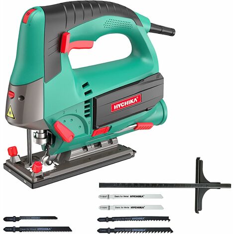 Sierra de Calar 800W HYCHIKA, Corte en Madera: 110mm, 800W 800-3000SPM, Velocidad Ajustable (1-6), 4 Modos de Corte, Corte -45º a 45º