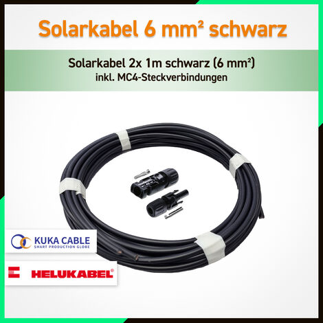 Solarkabel Verlängerungskabel (6mm²) 2x 1m schwarz inkl. MC4 Steckverbindung