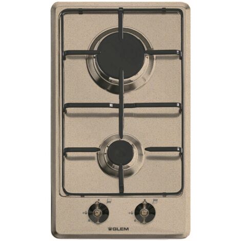 GLEM Piano Cottura GT32SA a Gas 2 Fuochi Gas Colore Avena Serie Domino con FSD