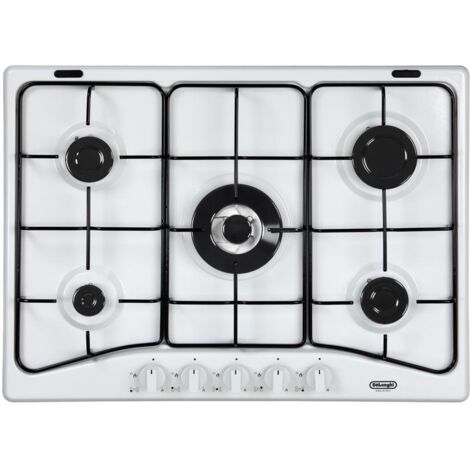 DeLonghi YBF57ASV Piano Cottura a Gas 5 Zone 1 Bruciatore Doppia Corona 70 cm Bianco