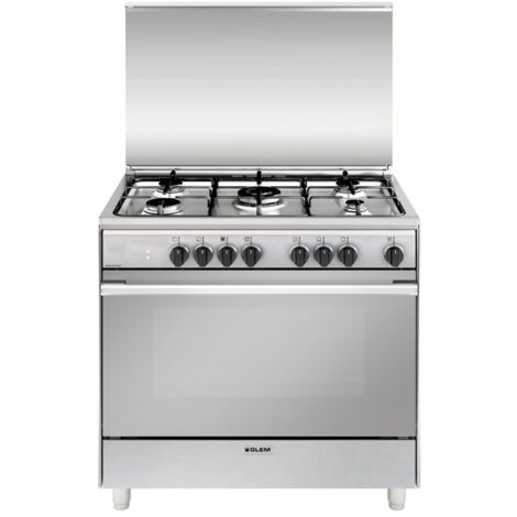 Sconosciuta Cucina Elettrica UN965MI 5 Fuochi a Gas Forno Elettrico Multifunzione Termoventilato Classe A Dimensioni 90 x 60 cm Colore Inox Serie Unica