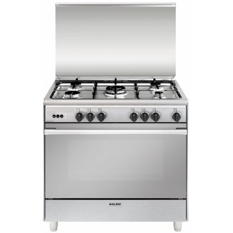 Sconosciuta Cucina a Gas UN965VI 5 Fuochi a Gas Forno Gas Multifunzione Ventilato Classe A Dimensioni 90 x 60 cm Colore Inox Serie Unica