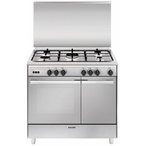 Glem Gas UR965VI Cucina 5 Fornelli Acciaio Inox 90 cm con Forno 64 L