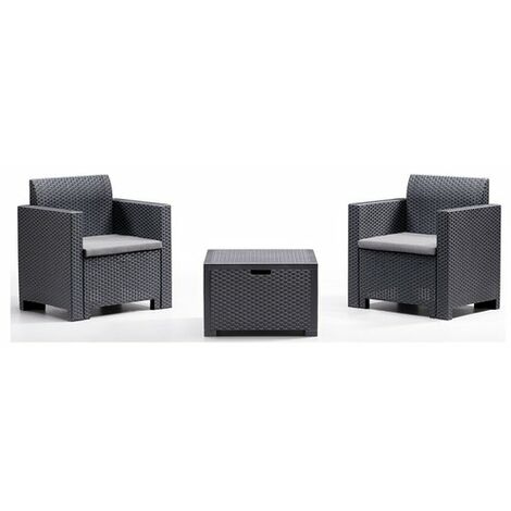 Bica Set Terrazzo Nebraska In Polipropilene Rattan Colore Antracite (1/10)