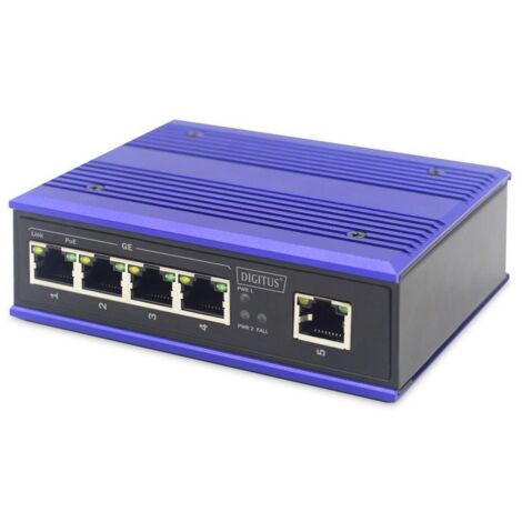Digitus SWITCH INDUSTRIALE 4 PORTE GIGABIT POE + 1 PORTA UPLINK DIN RAIL (1/2)