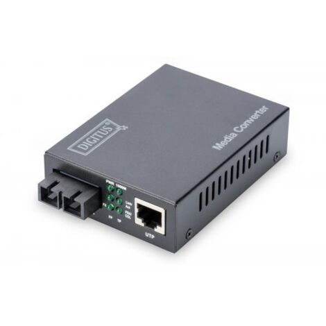 Digitus DN-82121-1, 1000 Mbit / s, 100Base-TX, SC, 10000m, Link, Potenza, Status, Nero (1/4)
