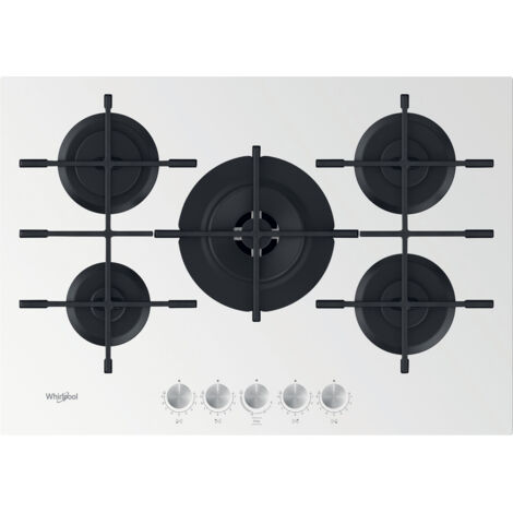 Whirlpool GOWL 758/WH. Colore del prodotto: Bianco, Posizionamento dell'apparecchio: Da incasso, Dimensione della larghezza del piano cottura: 75 cm. Bruciatore piccolo: 1000 W, Bruciat... - GOWL758WH
