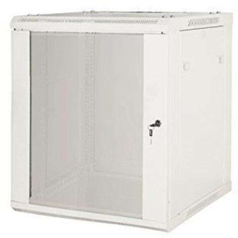 Link ARMADIO RACK 19” 9 UNITA' DA MURO A) 500 x (L) 600 x (P) 450 GRIGIO DISASSEMBLATO PORTA VETRO