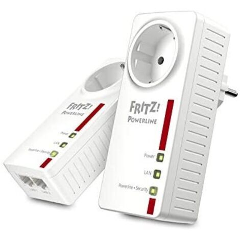 Fritz Powerline 1220E Kit di 2 Powerline 1200 Mbps 2 x LAN Gigabit Presa Passante (1/5)