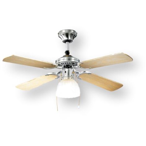 Perenz 7064CR Ventilatore a Soffitto 4 pale Diametro 105 cm Kit Luce Colore Cromo - Legno (1/3)