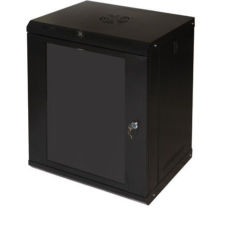 Armoire Rack 19" 6U Noir Avec Porte Verre - Dimensions 300x400x530 Mm - Étagère Incluse - Pour Réseau, Télécom, Bureaux