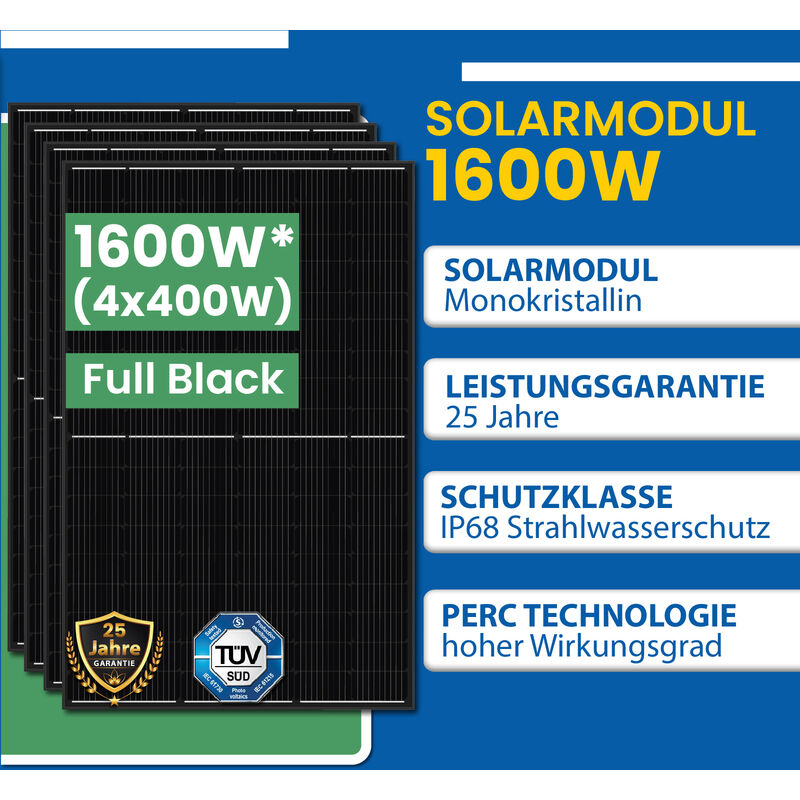 400W / 300W WiFi Balkonkraftwerk 2x200W full black 10m, 368,00 €