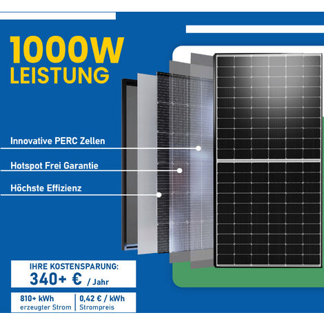 1000W Balkonkraftwerk Komplettset mit 500W Solarmodule, NEP 800W