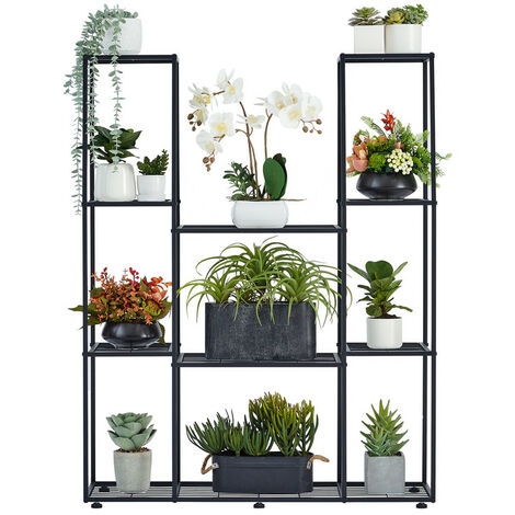 Pflanzenregal Bambus Blumenregal Metall Blumentreppe Garten