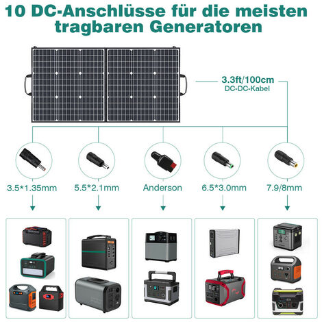 100W Faltbares Solarpanel Solarladegerät Monokristallines Swarey tragbares Solarmodul für Outdoor Tragbare Stromzeuger