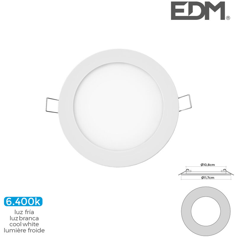 Edp 31601 Mini downlight led lumeco 6w 320 redondo 6.400k marco blanco 12 cm normal empotrable 6400k luz ø117cm